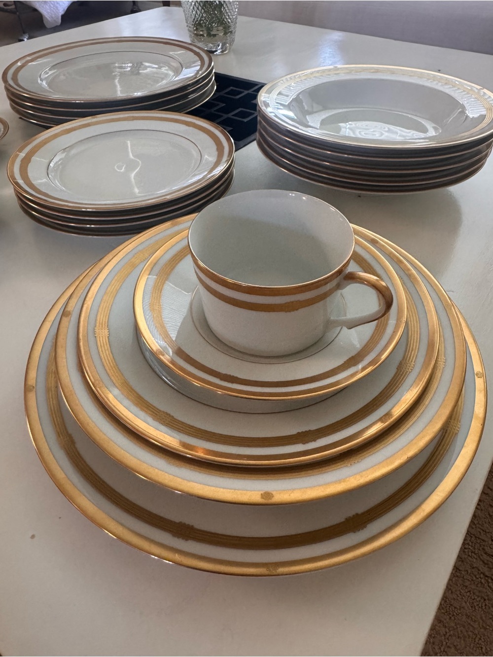 Christian Dior Gaudron 26 pc Fine China Service 24K Gold Dinnerware